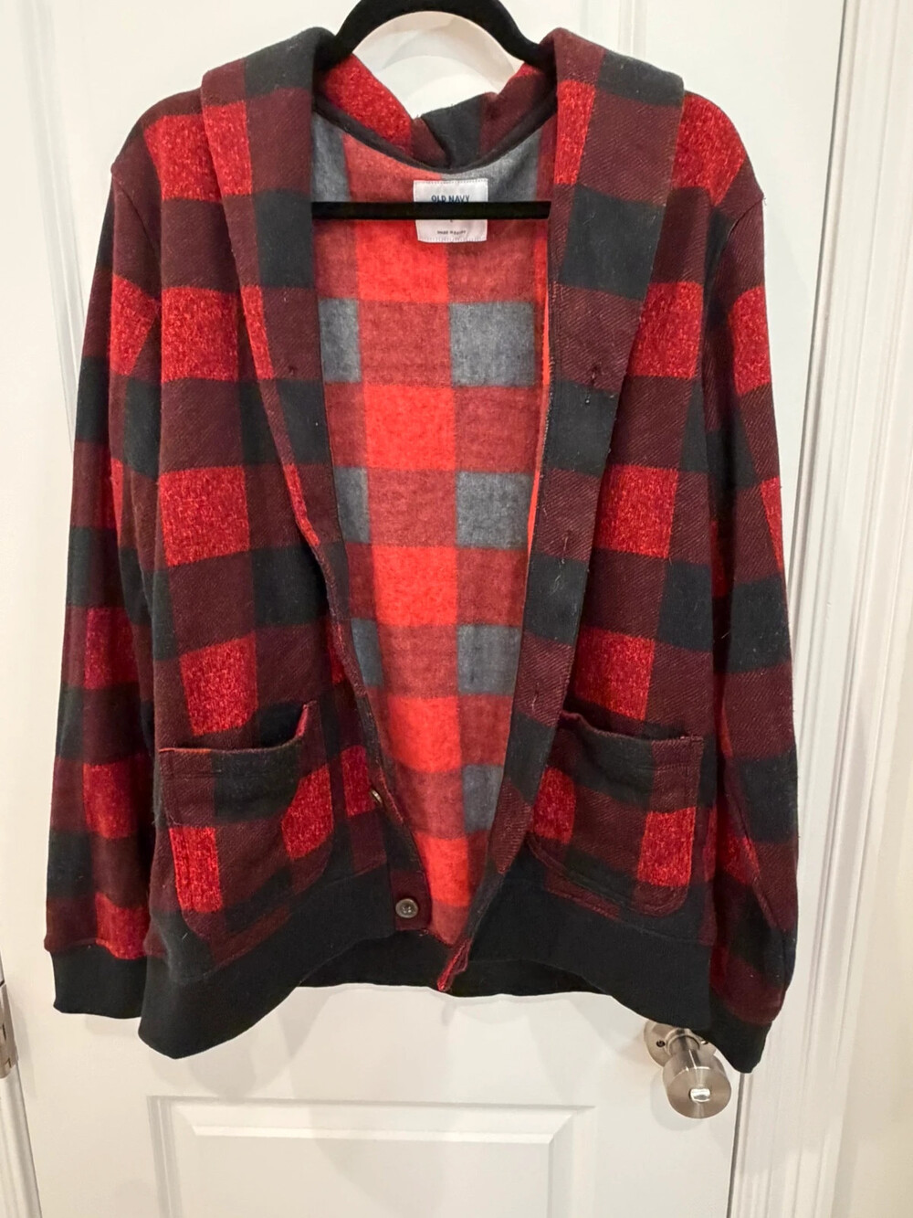 Old Navy black and red sweater cardigan style